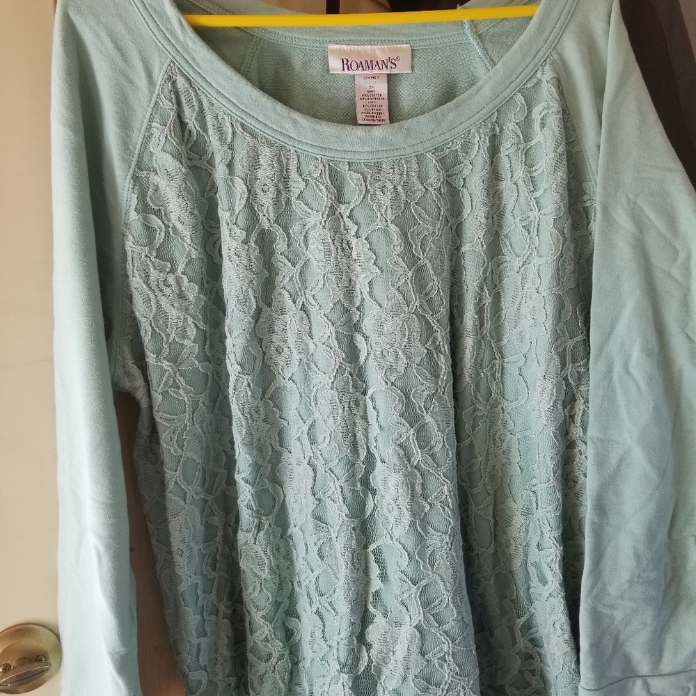 Green lace sweater. Size 2x